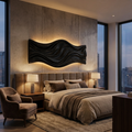 Artistic Wood Wall Art With Carved Wavy For Family Room