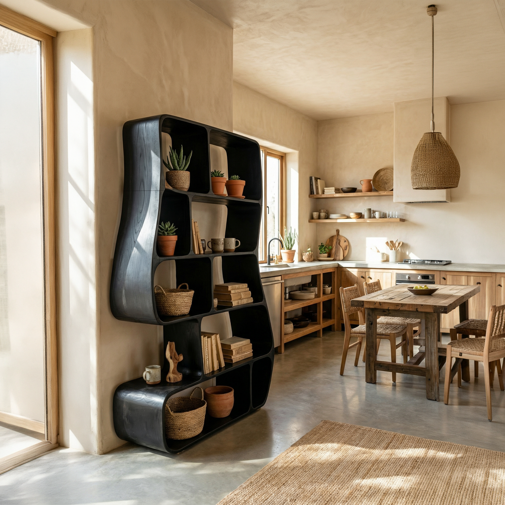 Contemporary Artistic Bookshelf Bedroom Corner Display