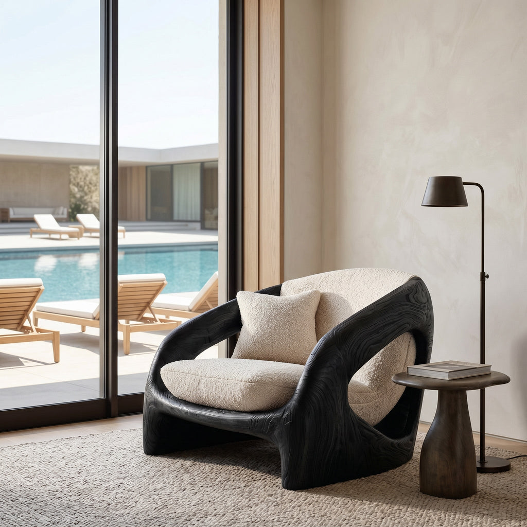 Contemporary Curved Armchair For Modern Living Room
