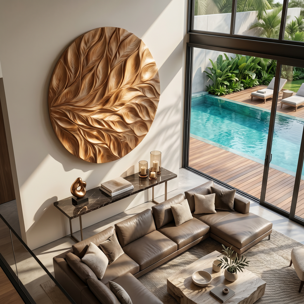 Coastal Wall Art With Flowing Leaf Design For Hallway