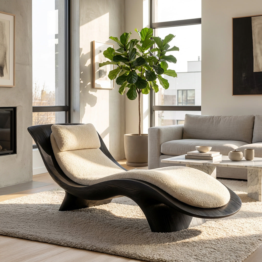 Contemporary Natural Wood Lounge Chair For Living Room