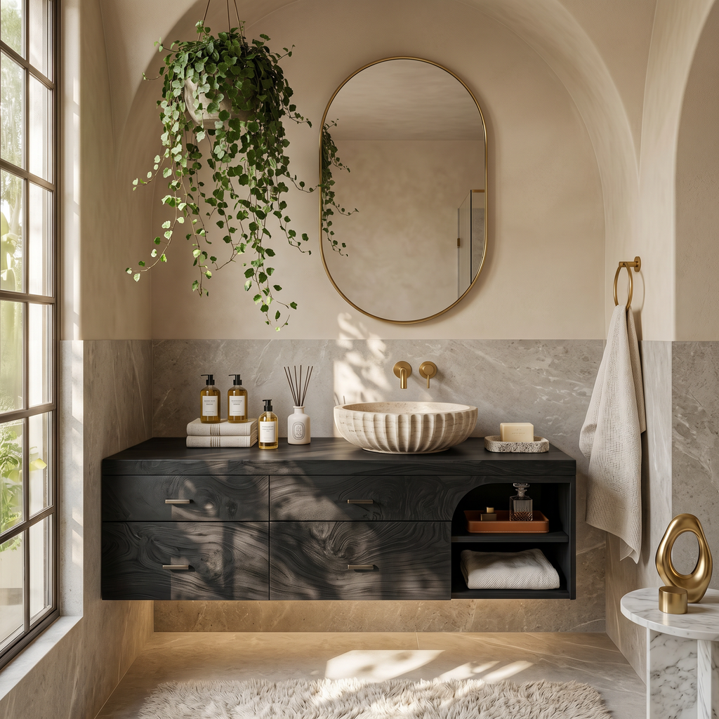 Farmhouse Bathroom Furniture With Floating Vanity - view 4