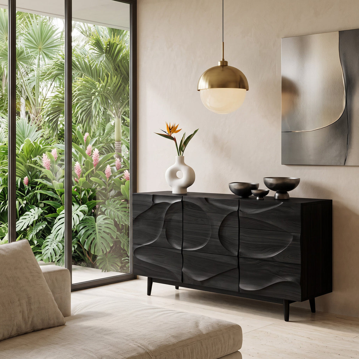 Contemporary Carved Sideboard For Living Room Or Dining Room