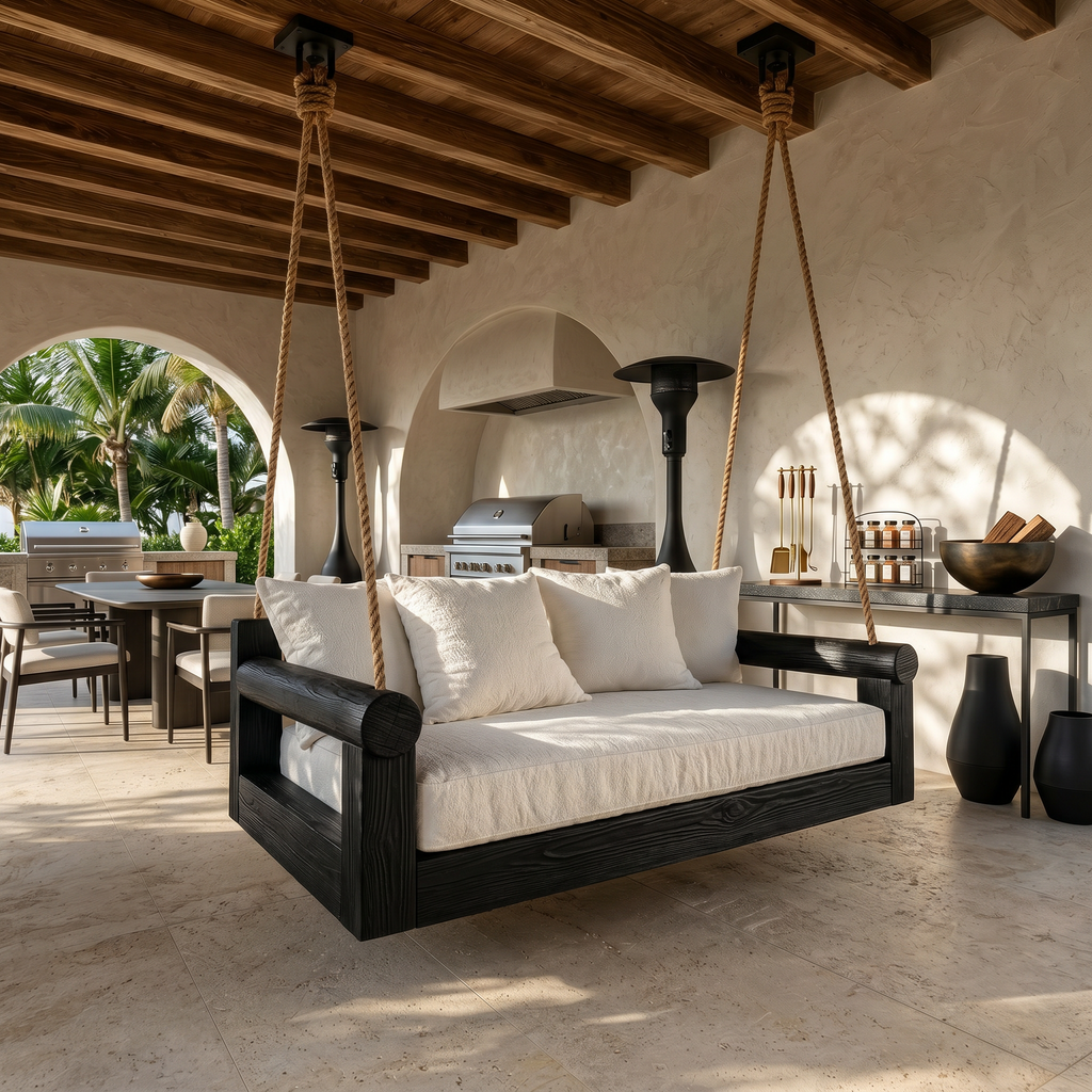 Contemporary Hanging Sofa Swing City View Luxury Apartment