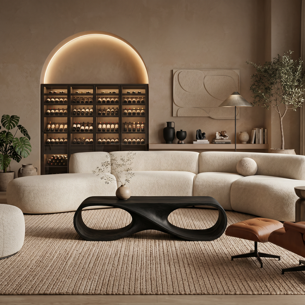 Contemporary Coffee Table With Infinity Loop For Modern Living Room