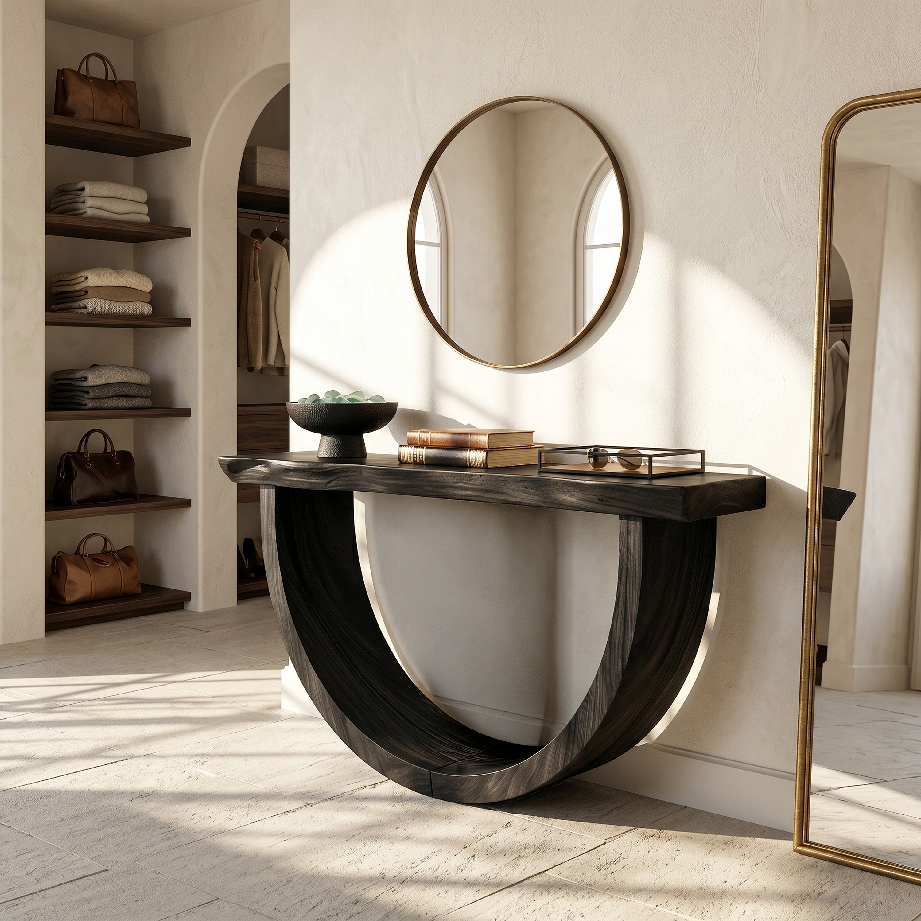 Artistic Wood Console Table For Gallery Interior