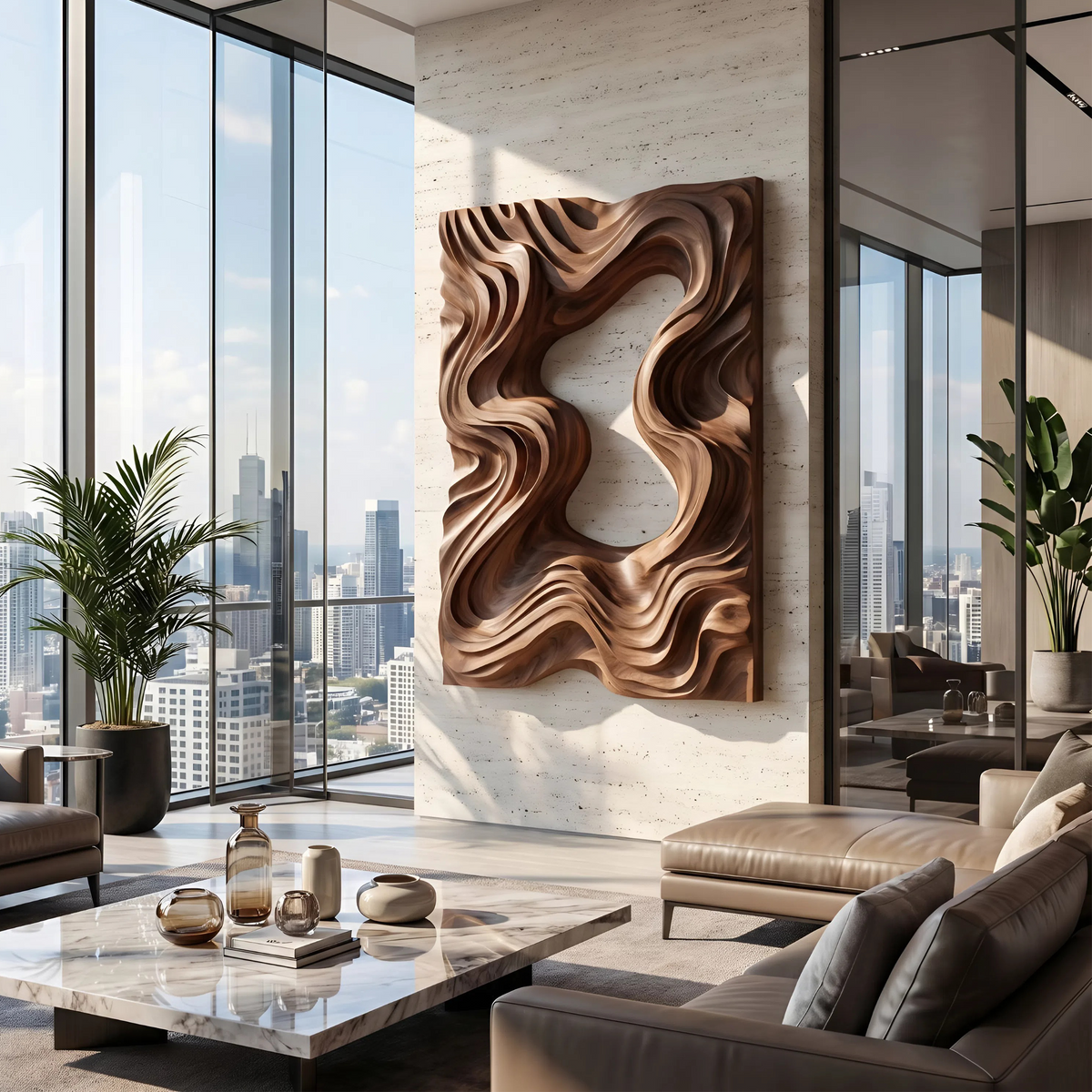 Contemporary Fluid Wall Decor Panel For Dining Room