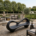 Contemporary Entryway Bench With Sculptural Cutout Frame For Designer Interiors