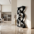 Coastal Inspired Curved Wooden Bookcase With Organic Form