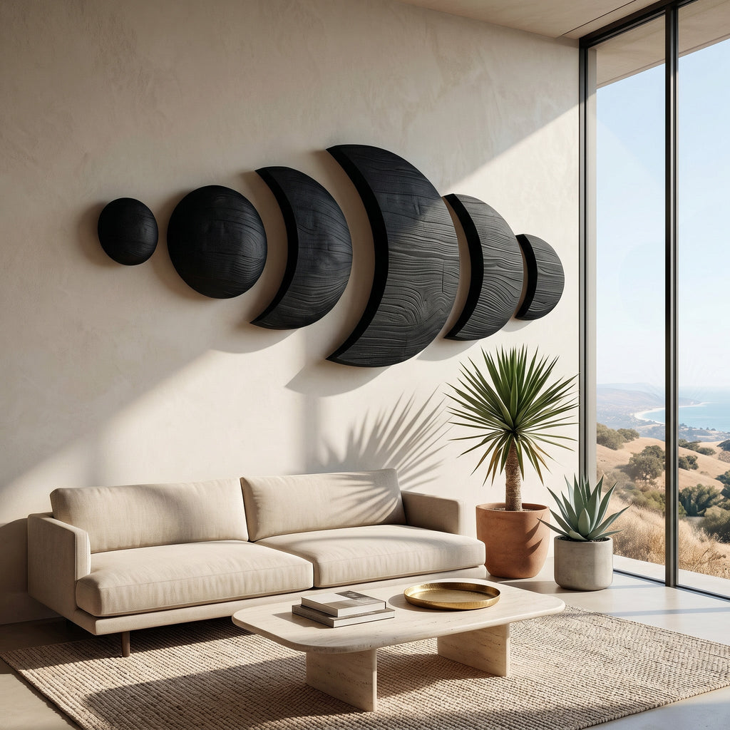 Boho Moon Phase Wood Wall Decor For Living Room