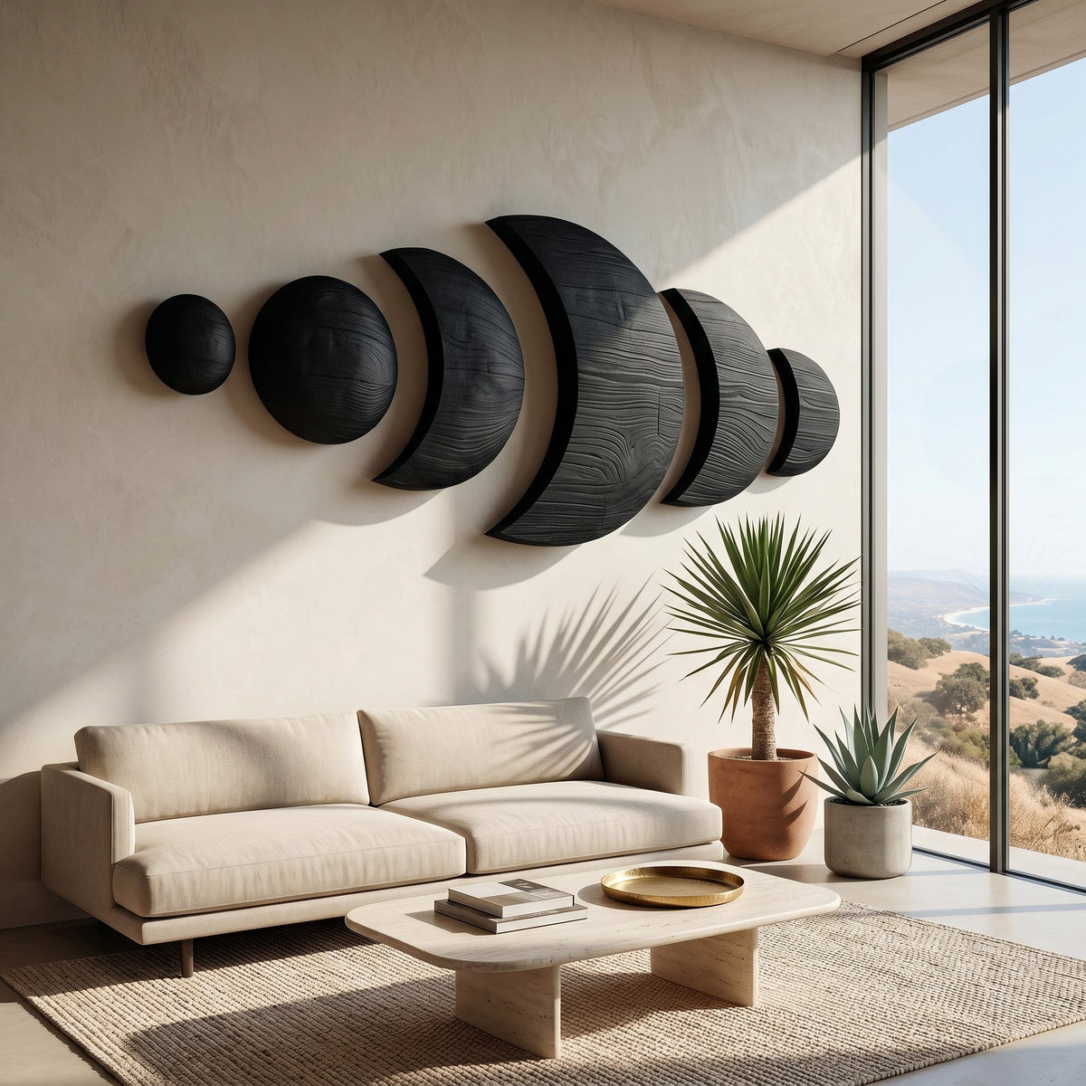 Boho Moon Phase Wood Wall Decor For Living Room