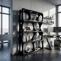 Contemporary Handcrafted Bookcase Display Organizer For Study Room