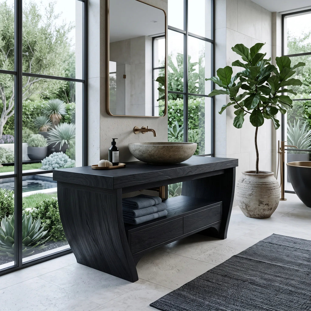 Contemporary Curved Leg Bathroom Vanity For Master Bathroom