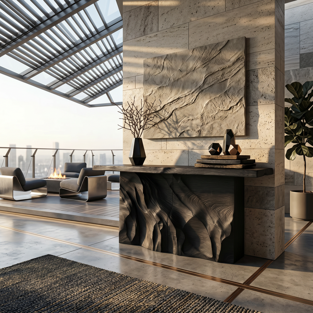 Contemporary Organic Edge Console Table For Foyer Interior Area