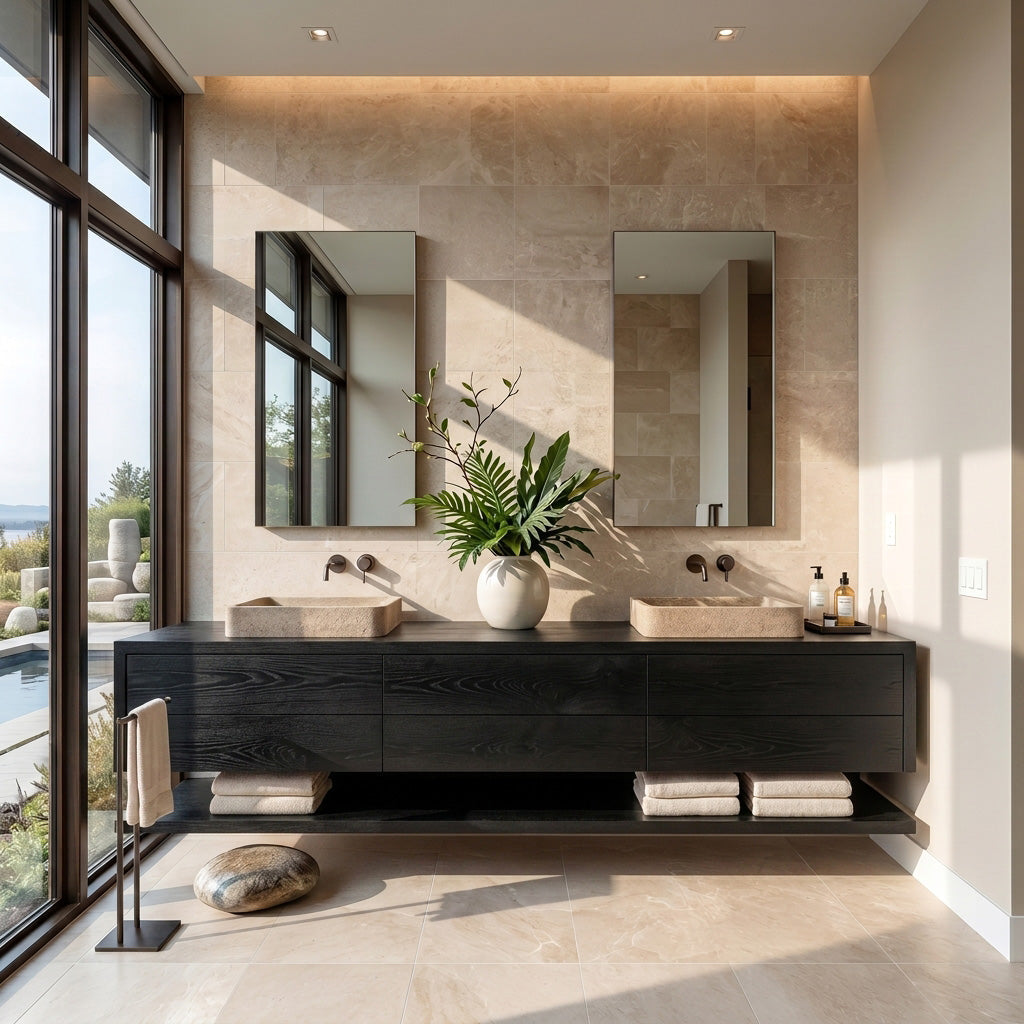 Contemporary Floating Bathroom Vanity With Multiple Drawers For Bathroom