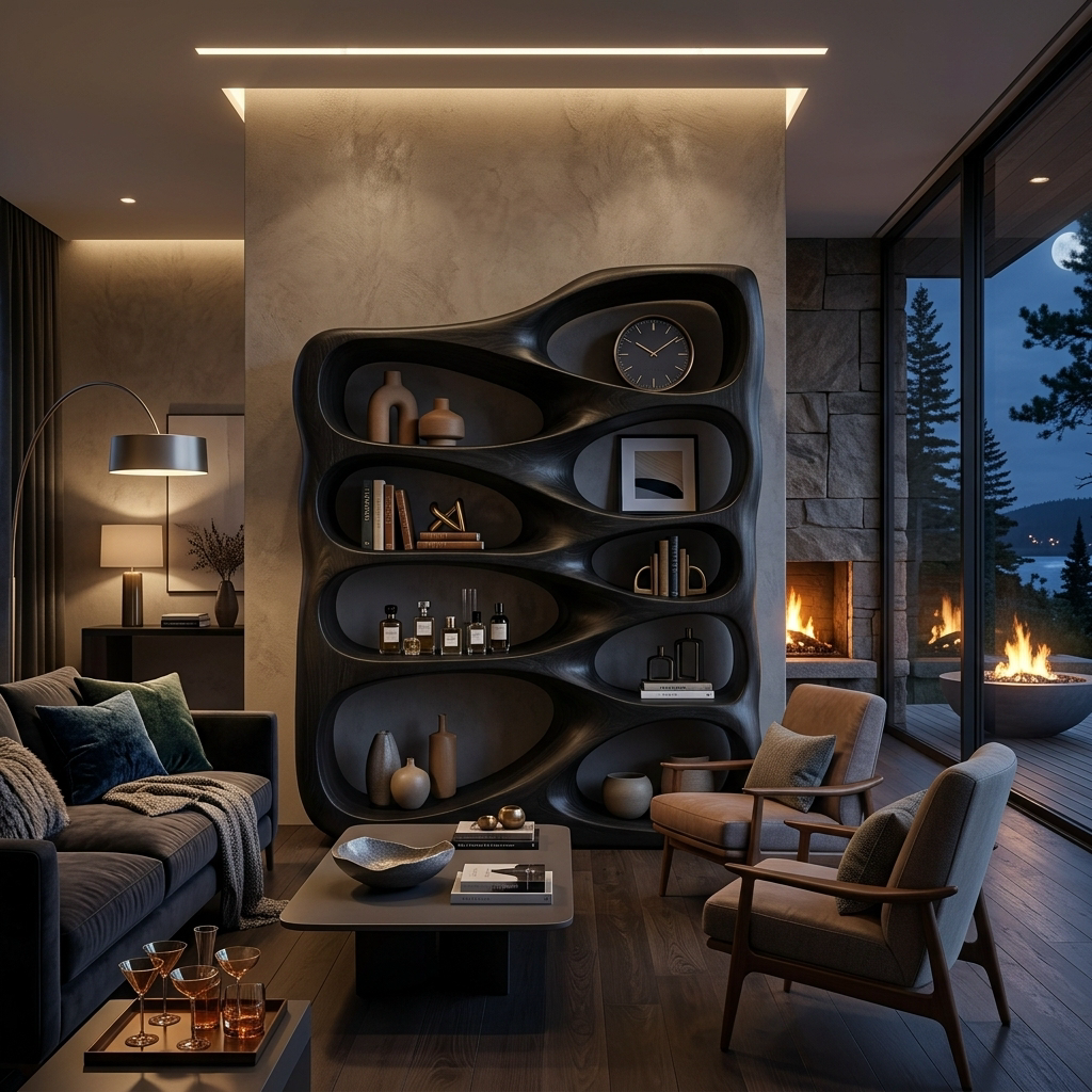 Artistic Sculptural Wooden Bookshelf For Home Storage