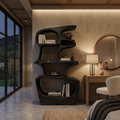 Artistic Bookshelf With Sculptural Open Shelves For Home Styling
