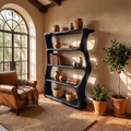 Contemporary Sculptural Bookcase Storage Organizer For Bedroom Space
