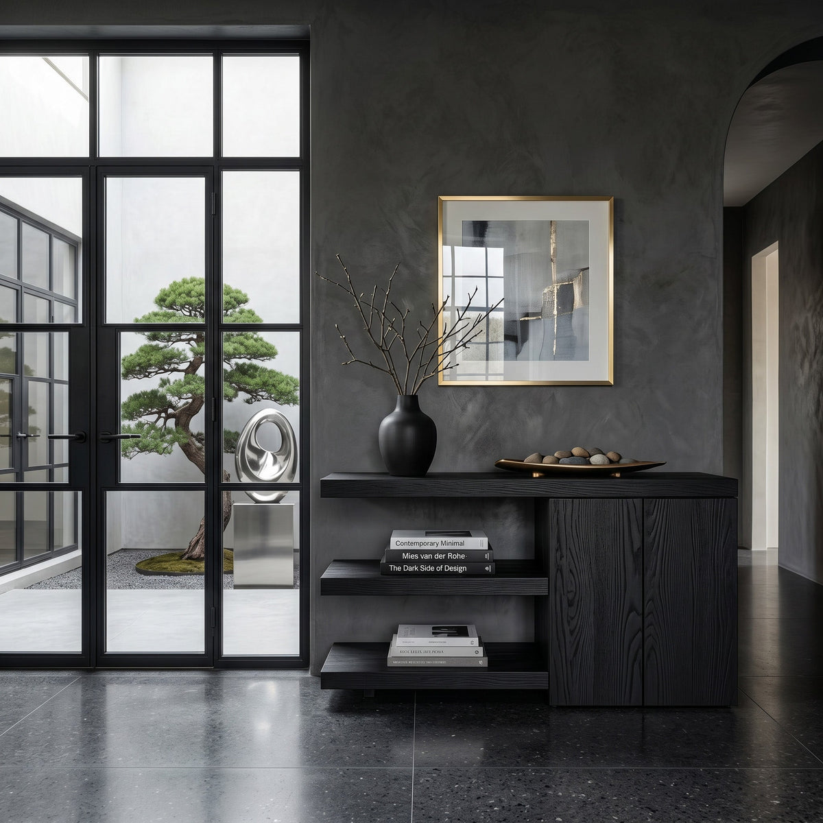 Contemporary Asymmetrical Wooden Console Table For Entryway