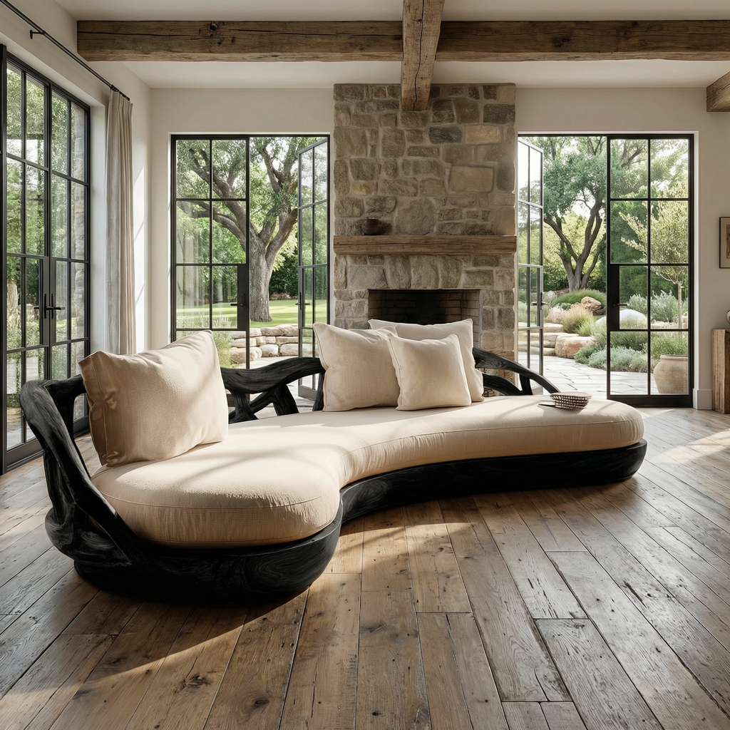 Contemporary Organic Sofa Solid Wood Frame Smooth Curved Design Living Room And Lounge - view 4