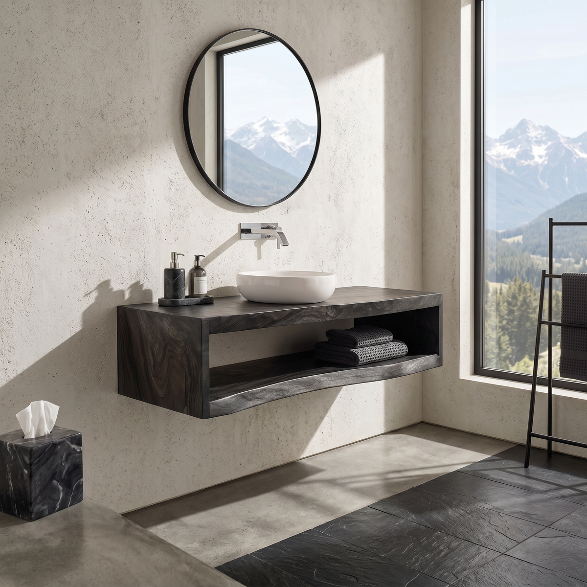 Contemporary Wood Bathroom Cabinet Tropical Villa - view 4