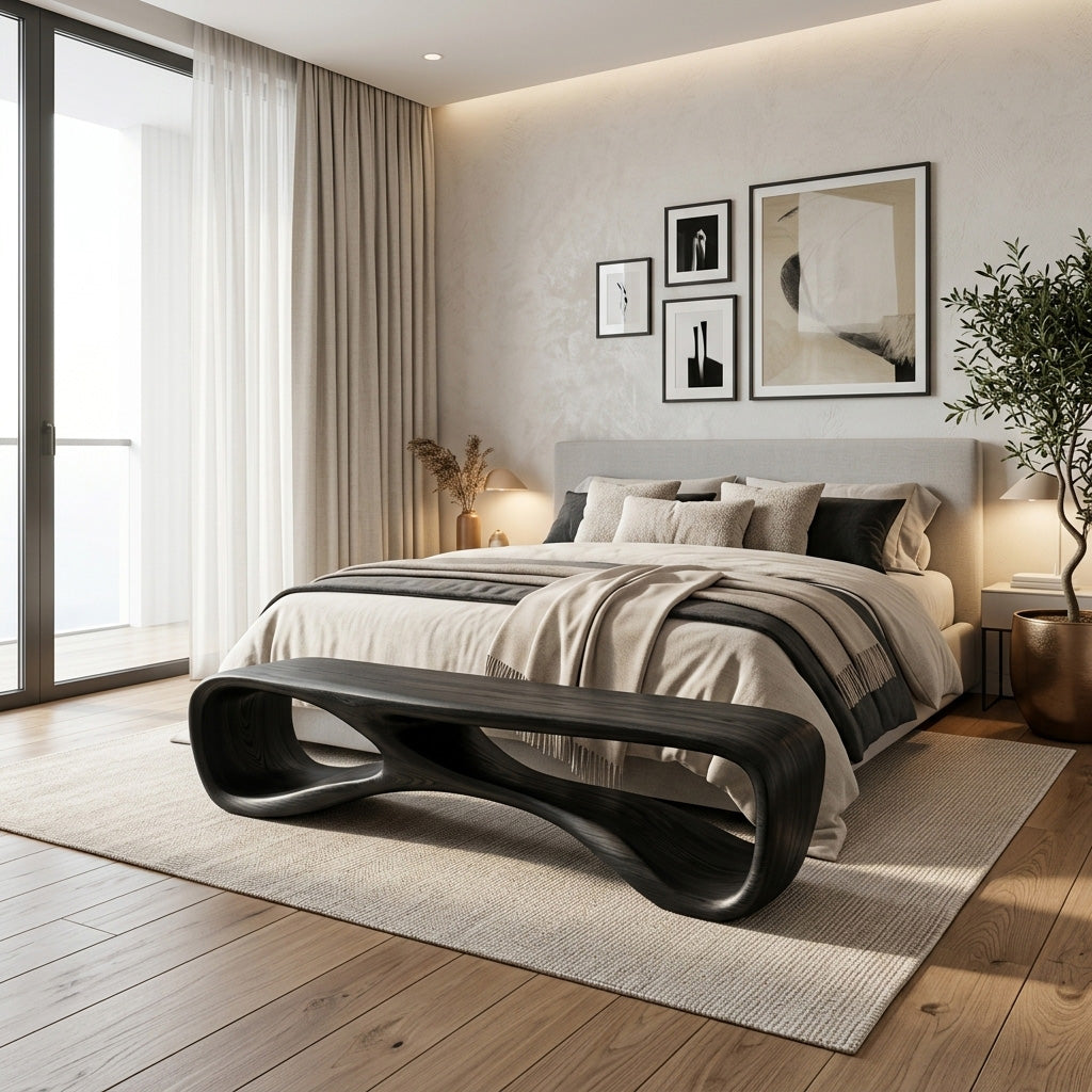 Artistic Natural Wood Bench For Modern Home Decor