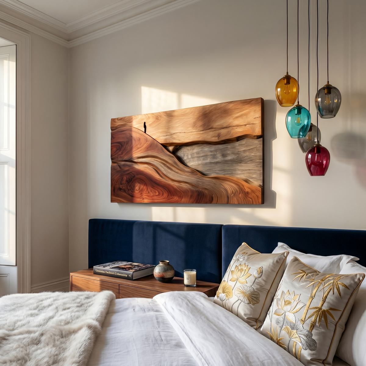 Abstract Natural Wood Wall Art For Tropical Modern Interior Styling