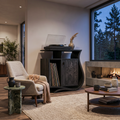 Contemporary Record Player Stand With Asymmetrical Form For Living Room