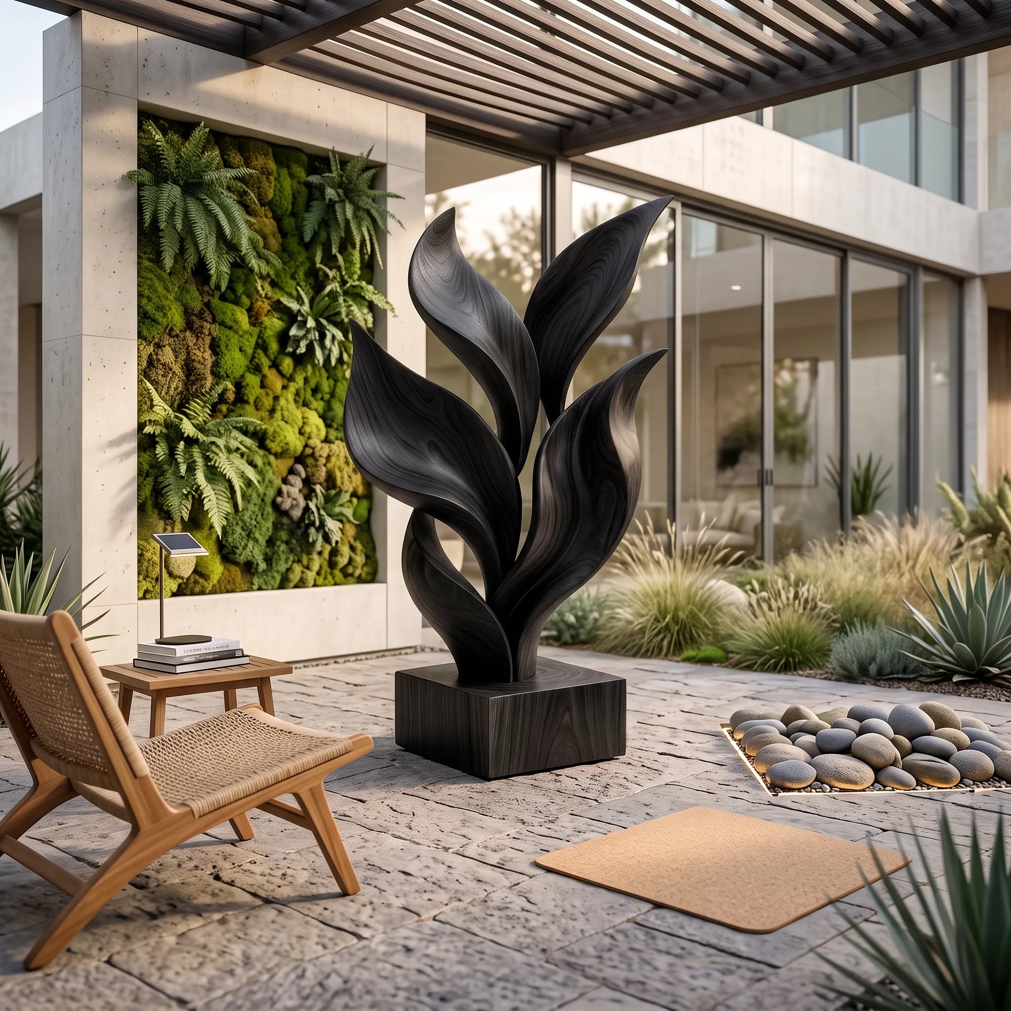 Coastal Botanical Wooden Sculpture For Luxury Beach House Decor