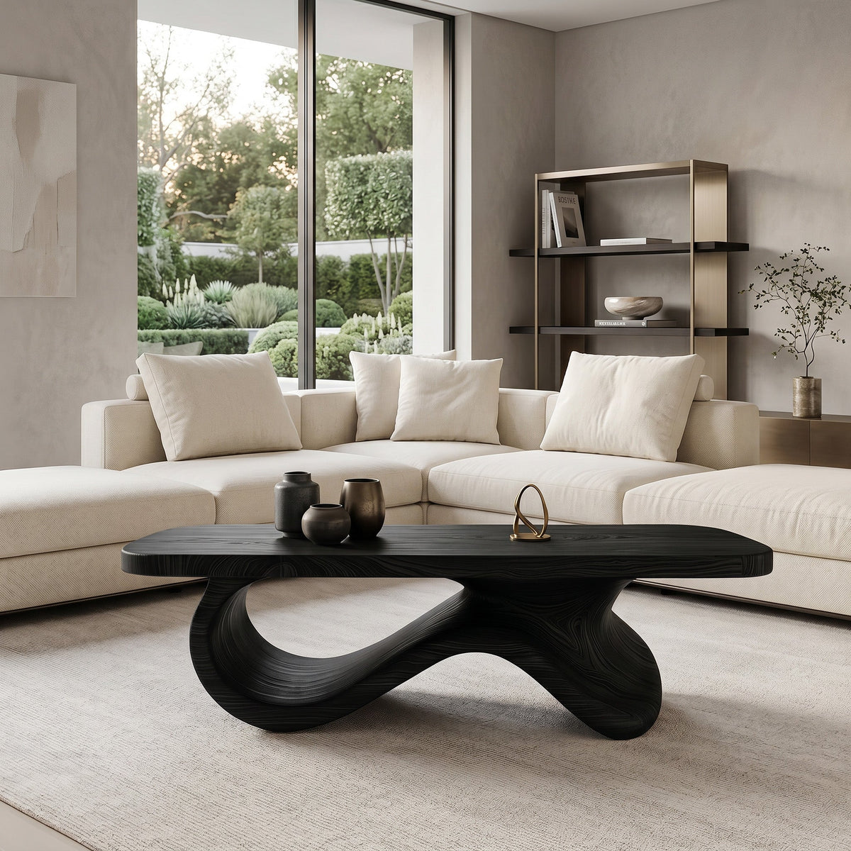 Contemporary Coffee Table With Sculptural Base For Living Room