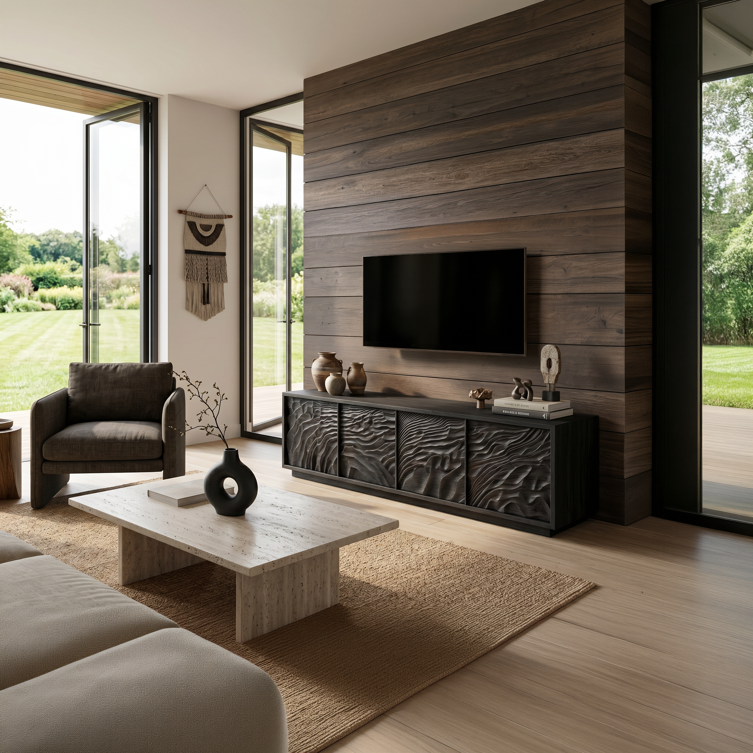 Abstract Carved Wave TV Stand For Designer Interior
