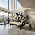 Contemporary Coral Branch Carved Bench For Sunroom Interior Area
