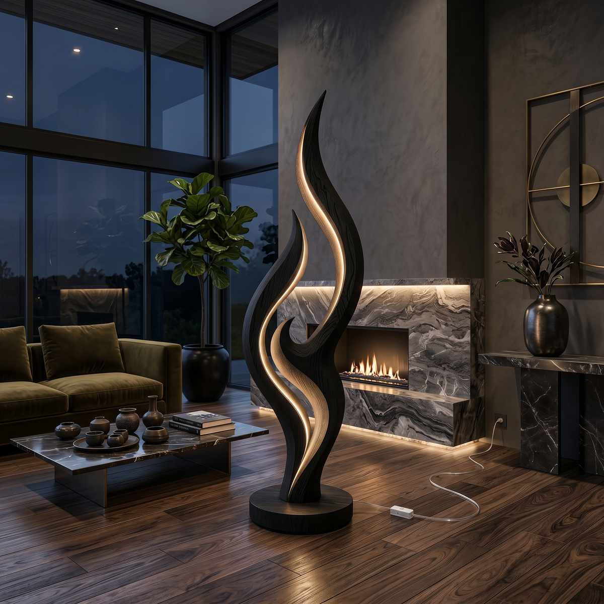 Contemporary Double Wave Lamp For Lounge Area