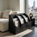 Contemporary Carved Curved Wood Magazine Rack For Living Room