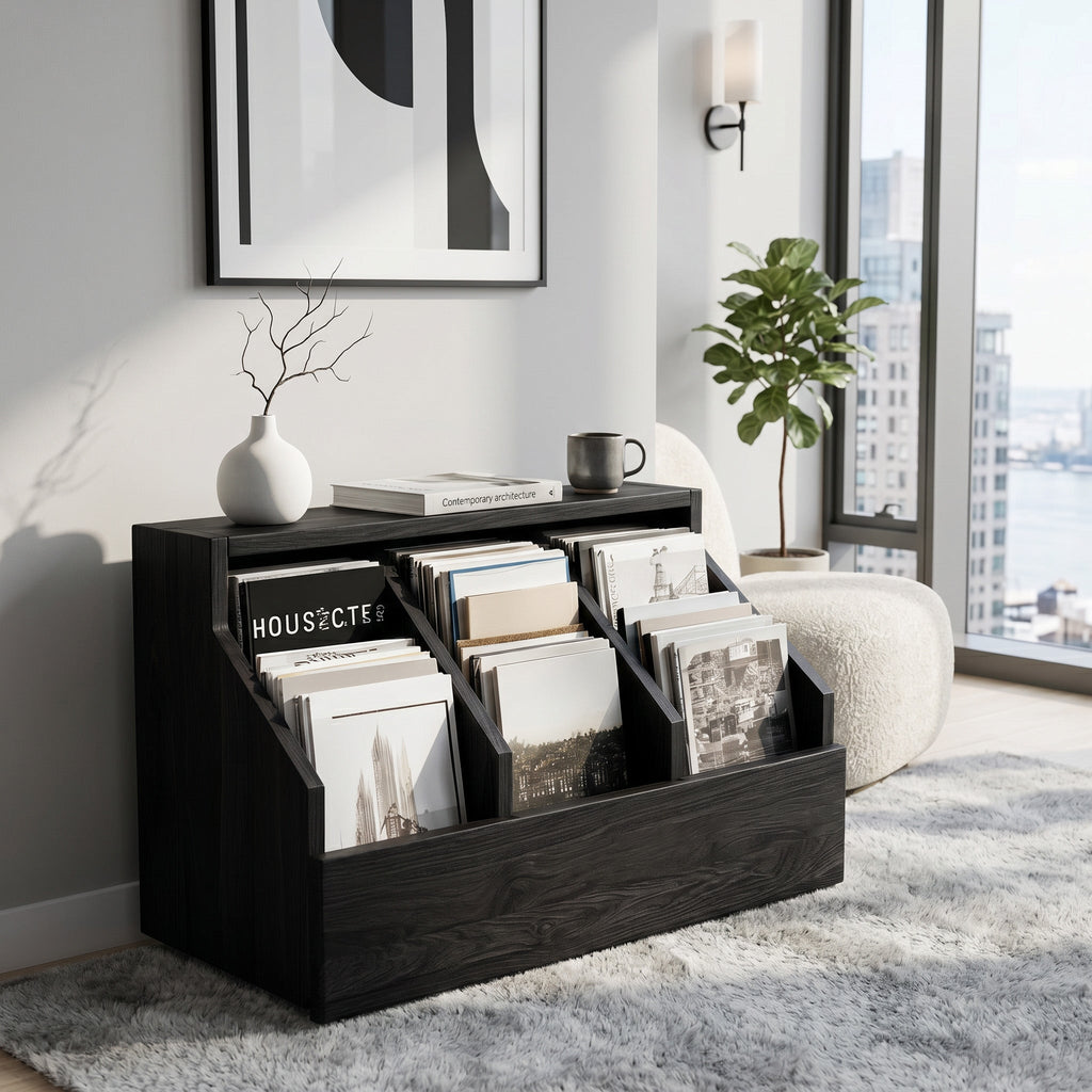 Contemporary Angled Pocket Magazine Rack For Living Room