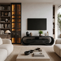 Contemporary Curved Wooden TV Stand For Luxury Interiors