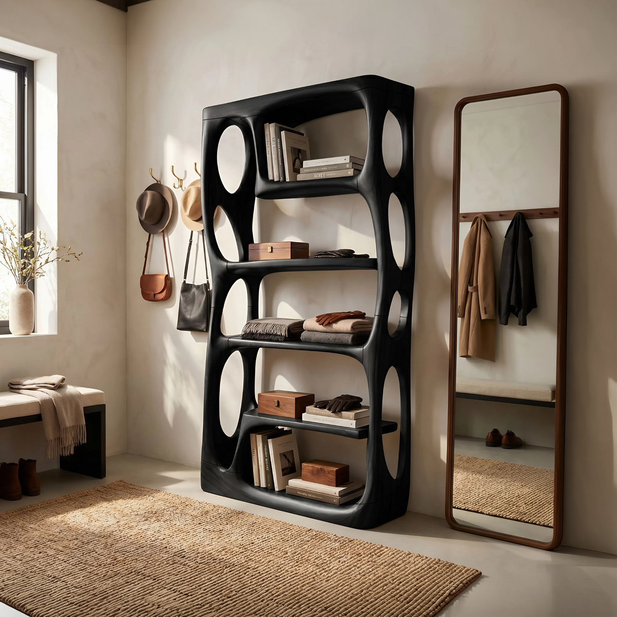 Contemporary Artistic Bookshelf Storage Organizer For Living Room