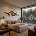 Artistic Wood LED Wall Sculpture With Sculptural Form For Bedroom