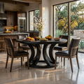 Contemporary Round Dining Table With Curved Unique Base For Dining
