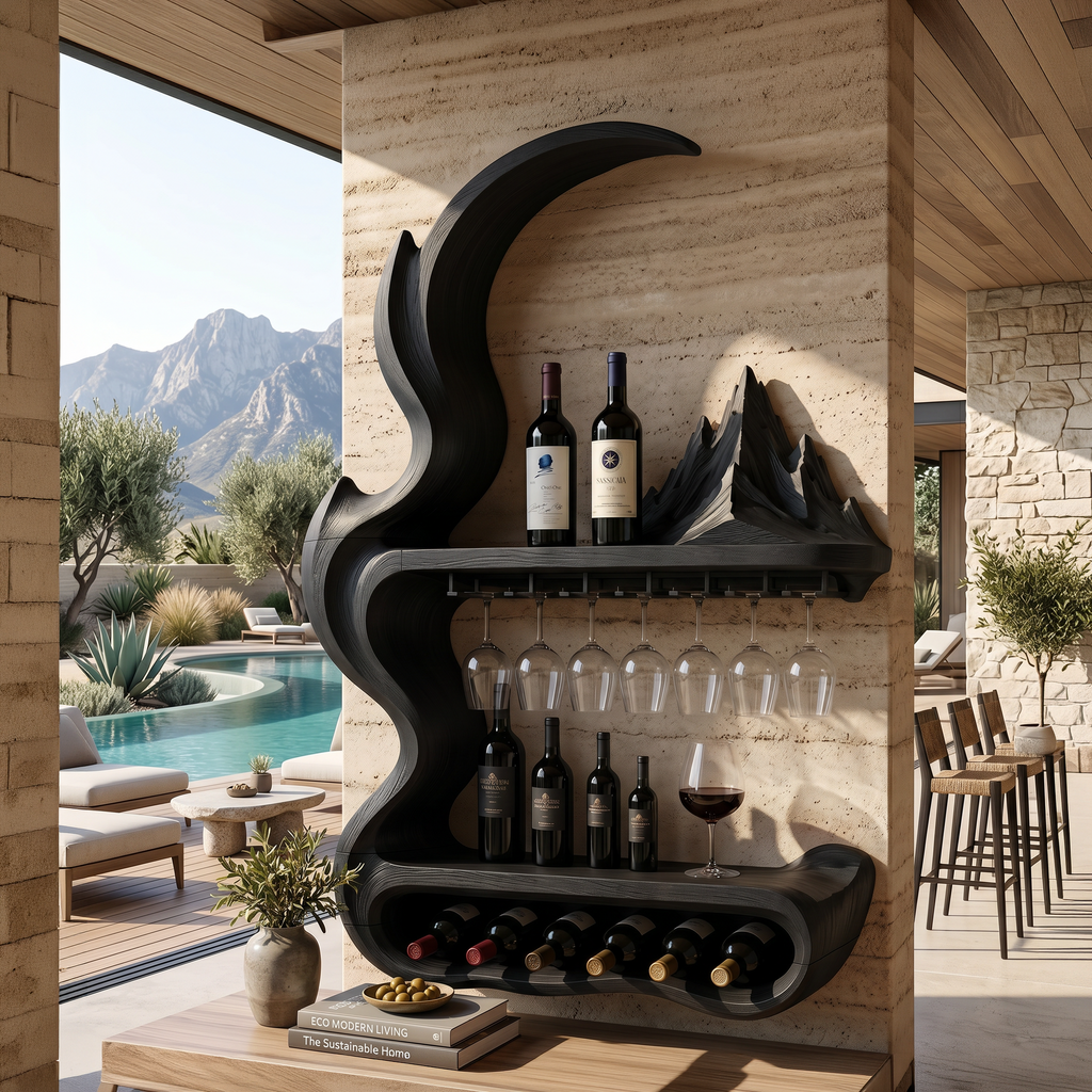 Contemporary Artistic Wine Rack For Open Interior