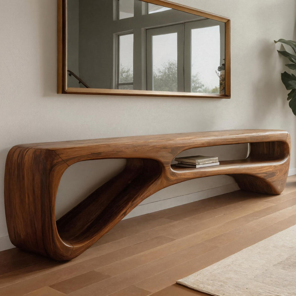 Contemporary Curved Bench For Living Room Or Entryway