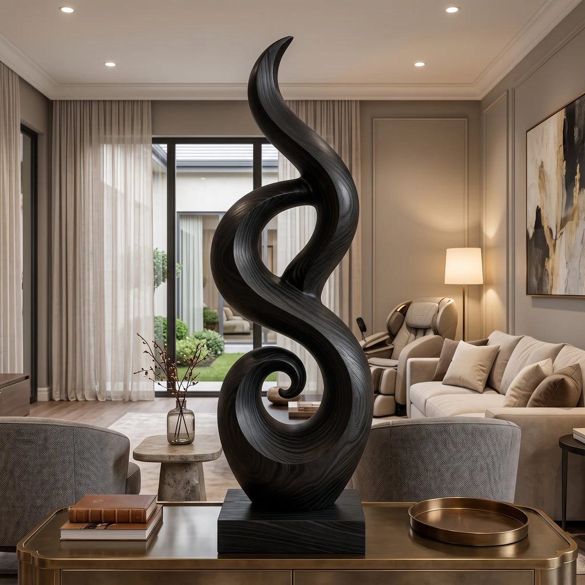 Abstract Wooden Sculpture For Coastal Beach House Decor