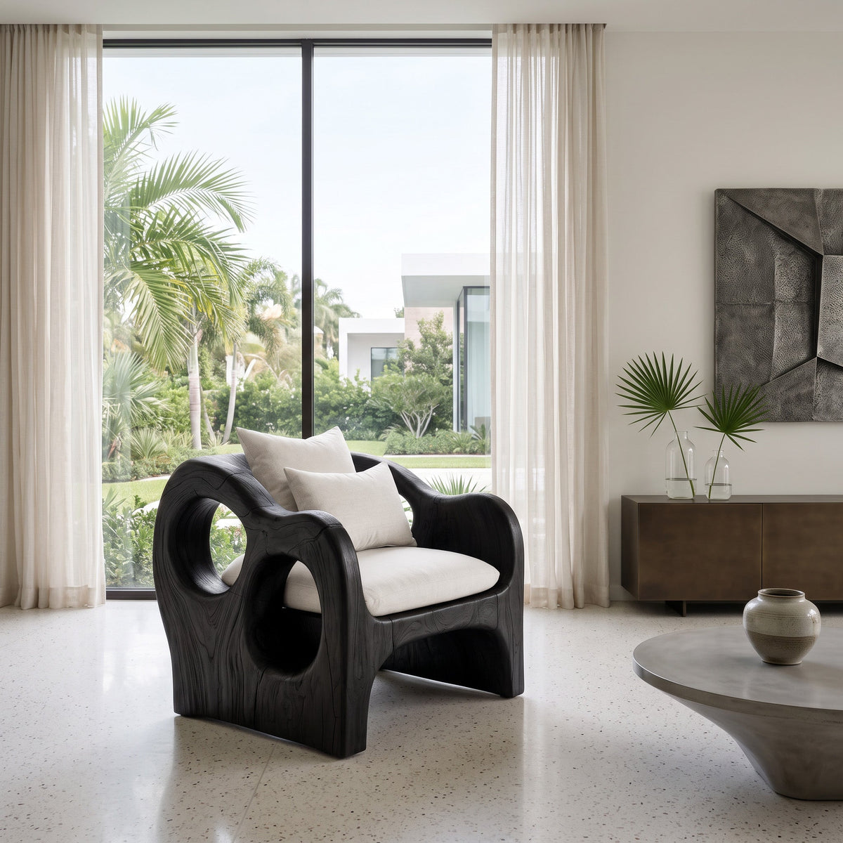 Artistic Sculpted Armchair For Living Room Or Lounge