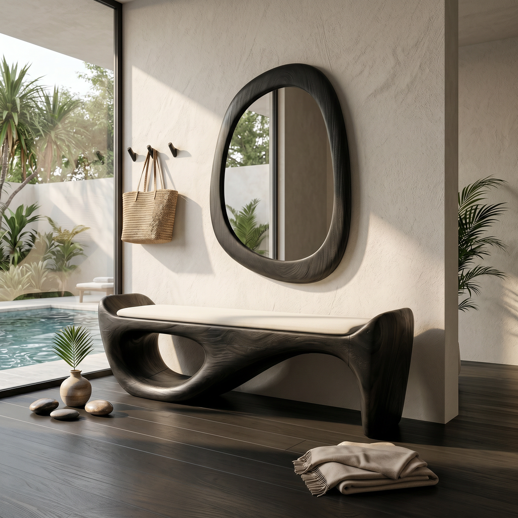 Designer Entryway Bench Organic Modern Home - view 4