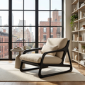 Artistic Wood Chair With Curved Structure For Home Balcony