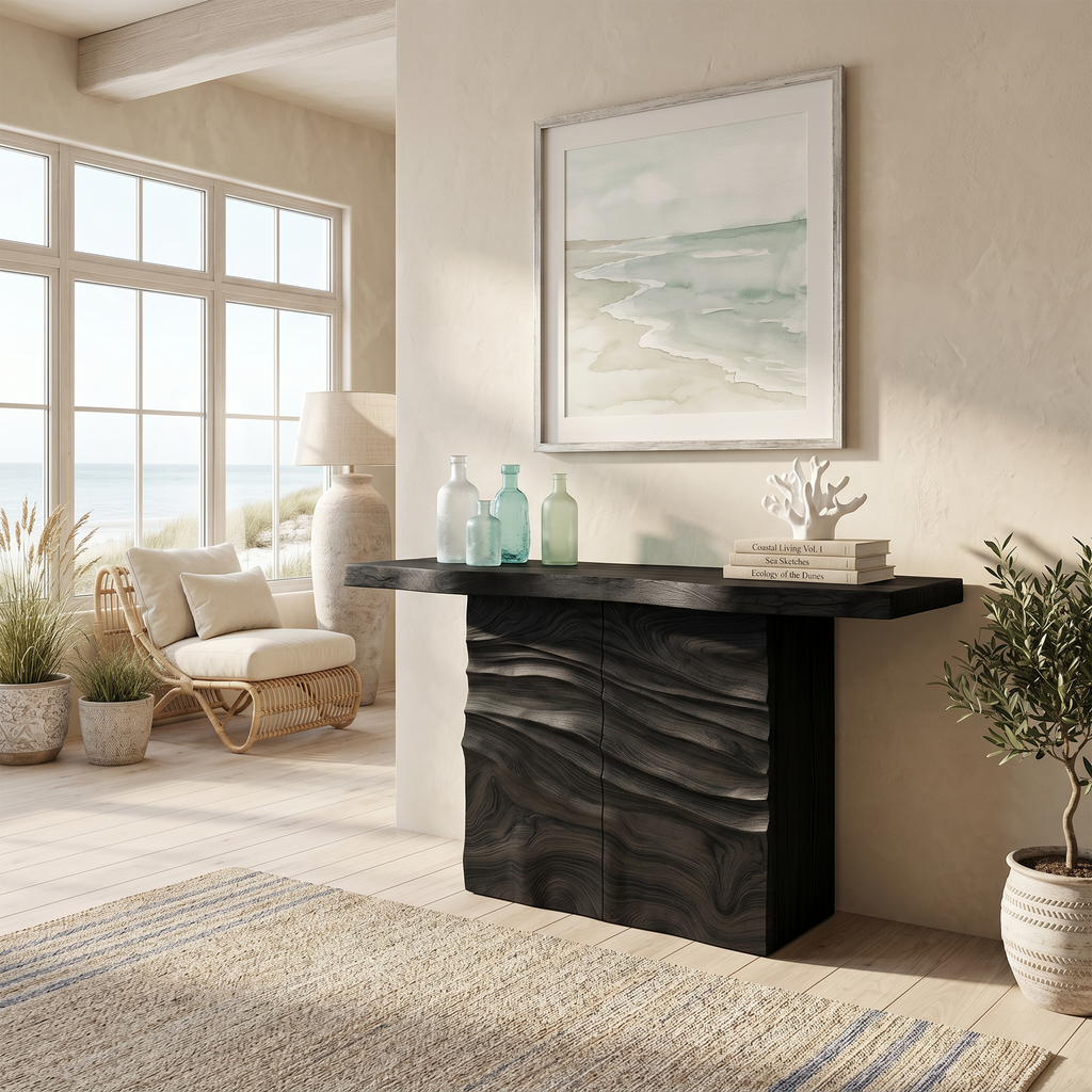 Contemporary Carved Entry Table For Modern Living Space