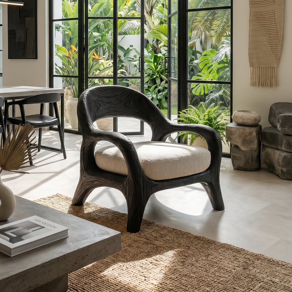 Biophilic Sculptural Accent Chair Conservatory Sunroom