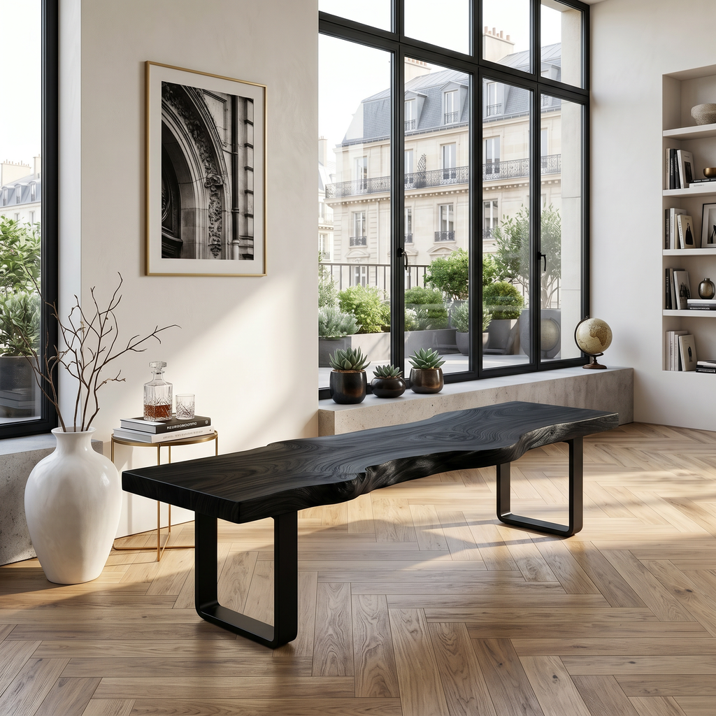 Contemporary Live Edge Long Bench For Sunroom Interior Area