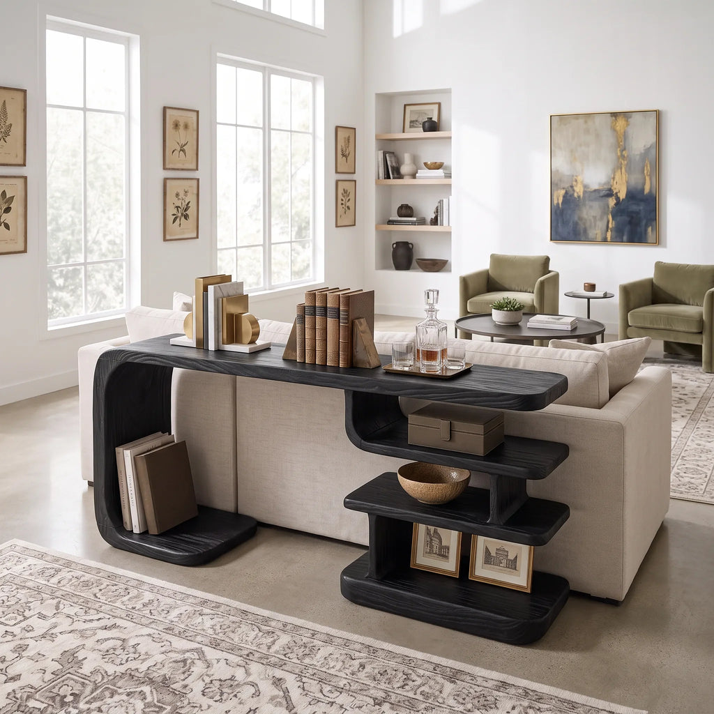 Contemporary Layered Shelf Console For Living Room