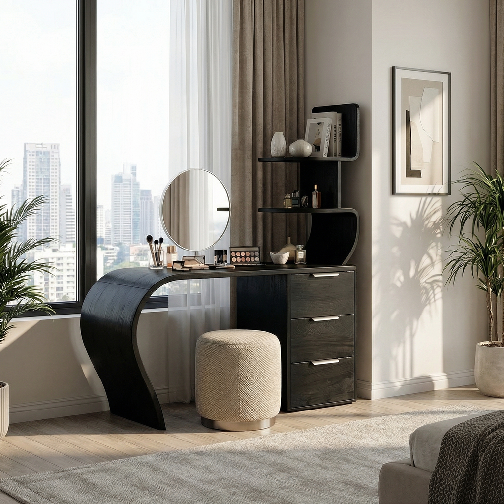 Boho Makeup Vanity Desk Bedroom Dressing Area Beauty Space